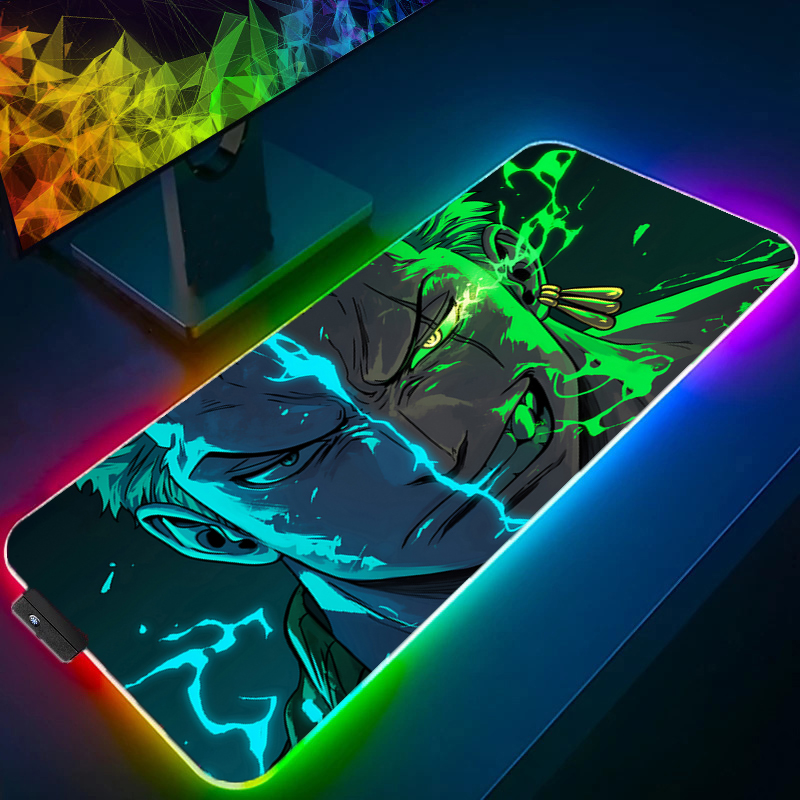 Desk Setup Cozy - ONE PIECE Zoro Mouse Pad RGB